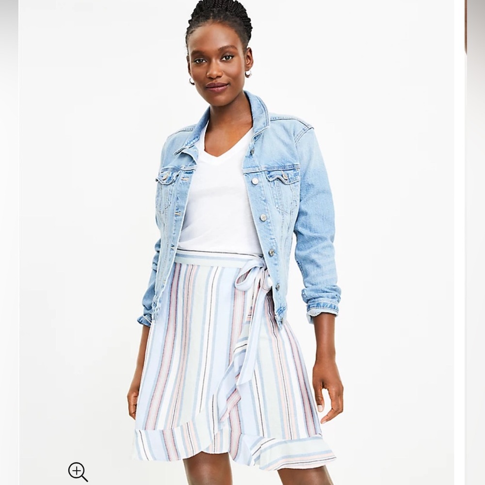Loft Striped Ruffle Wrap Skirt